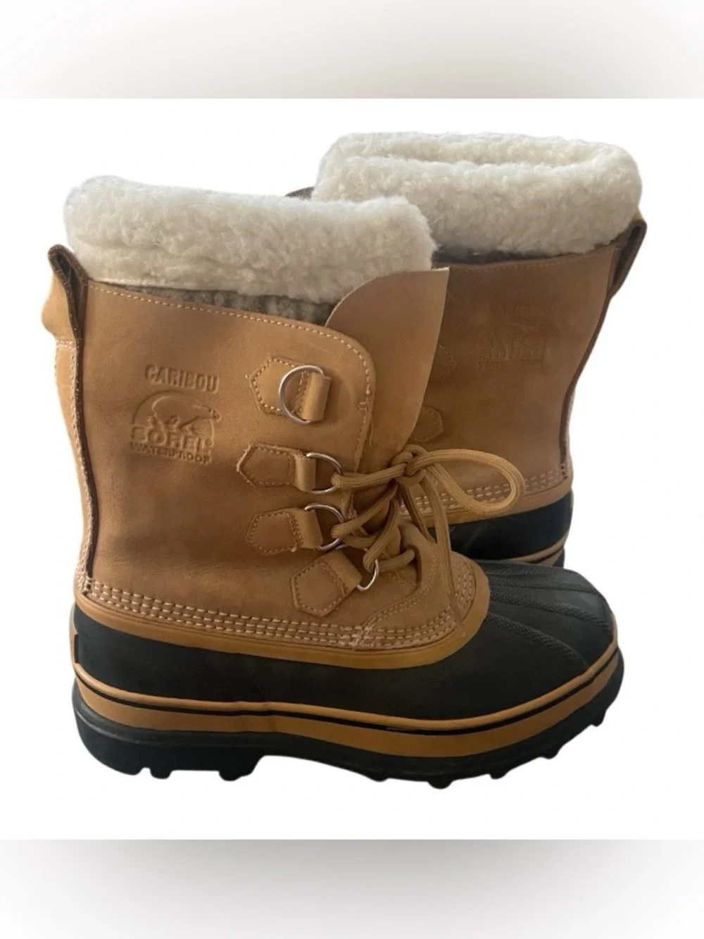 SOREL Caribou Waterproof Winter Snow Boots Buff Tan Brown Womens Size 8